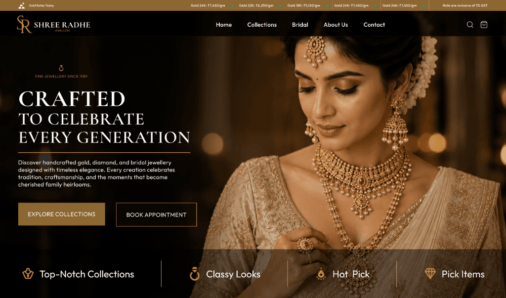 Shree Radhe Jewellers E-Commerce Concept